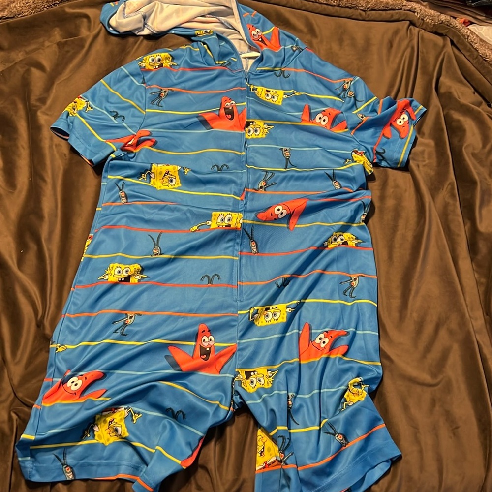Unisex union suit shorts pajamas SpongeBob small